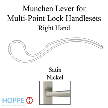 Munchen Lever Handle for Right Handed Multipoint Lock Handlesets - Satin Nickel, 2194283